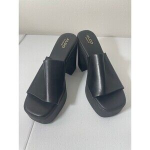 ALDO Black Platform Mule Heels Women’s Size 9 Chunky Block Heel Slip On